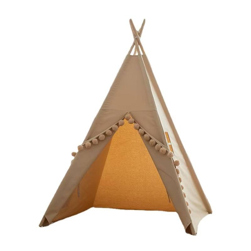 Natural Camping Canvas Cotton Kids House Tent Indoor Children Teepee