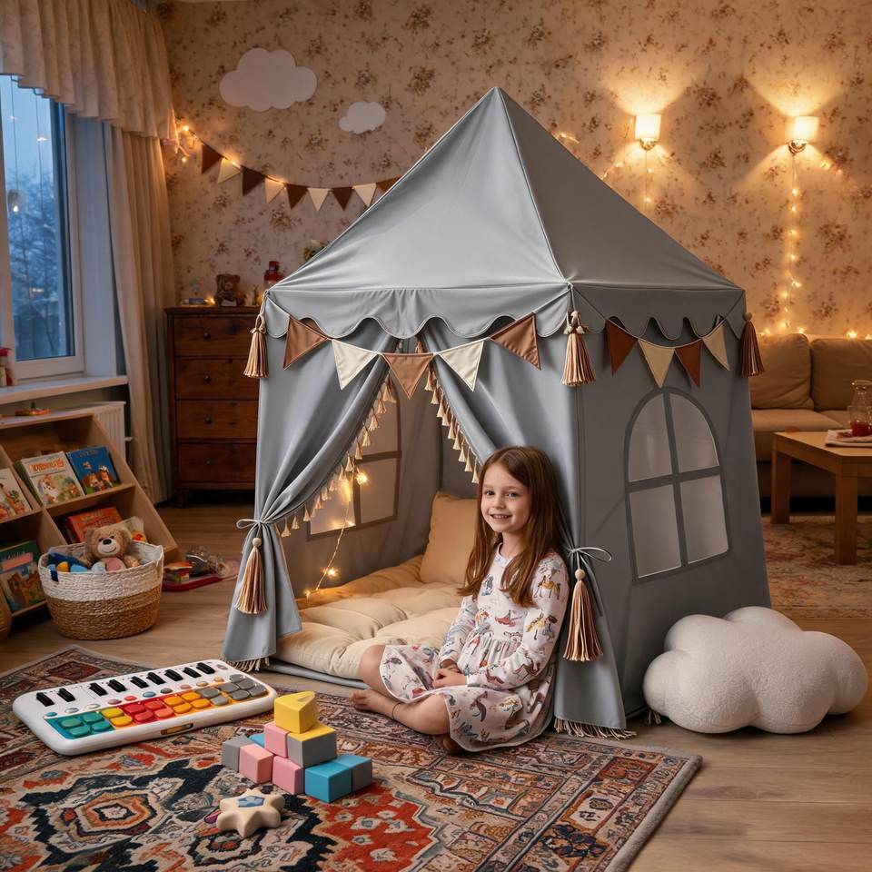 Princess Castle Kids Play Tent for Toddlers Children Soft Foldable Polyester Fabric Indoor Playhouse Soft Toy
