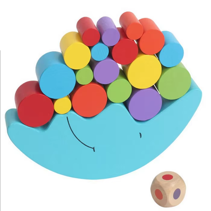 Wholesale Wooden Moon Balance Stacking Blocks Game Kids Early Education Toy