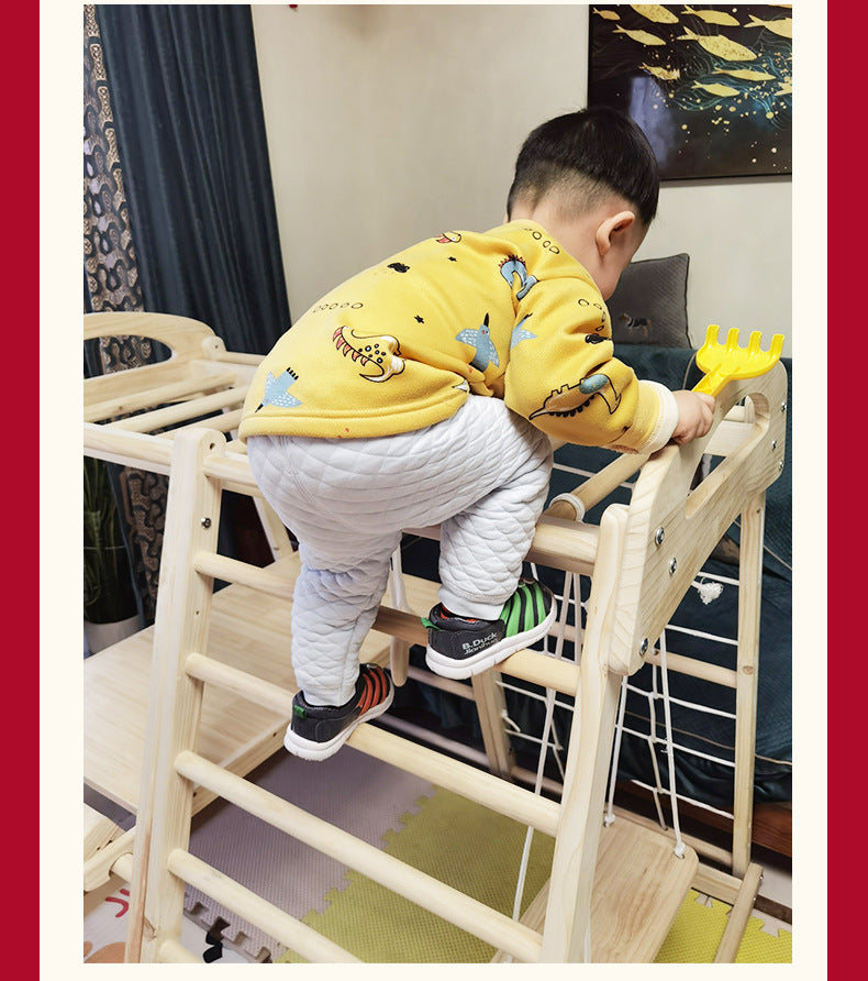 Indoor Play Structure For Toddlers Hand & Foot Exercise Wooden Toy Climbing Frame For Active Play & Learning