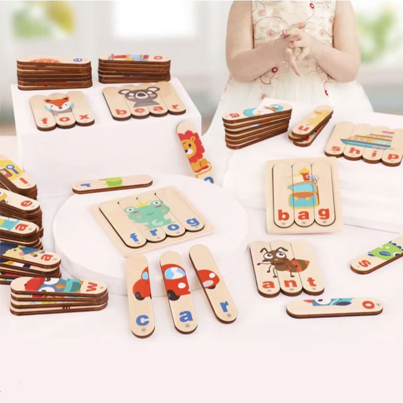 Wholesale Wooden Animal Alphabet Puzzle Preschool Letter Learning Toy