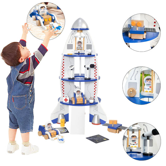 Wholesale Wooden Rocket Launcher Toy Montessori Outdoor Toss Game for Kids