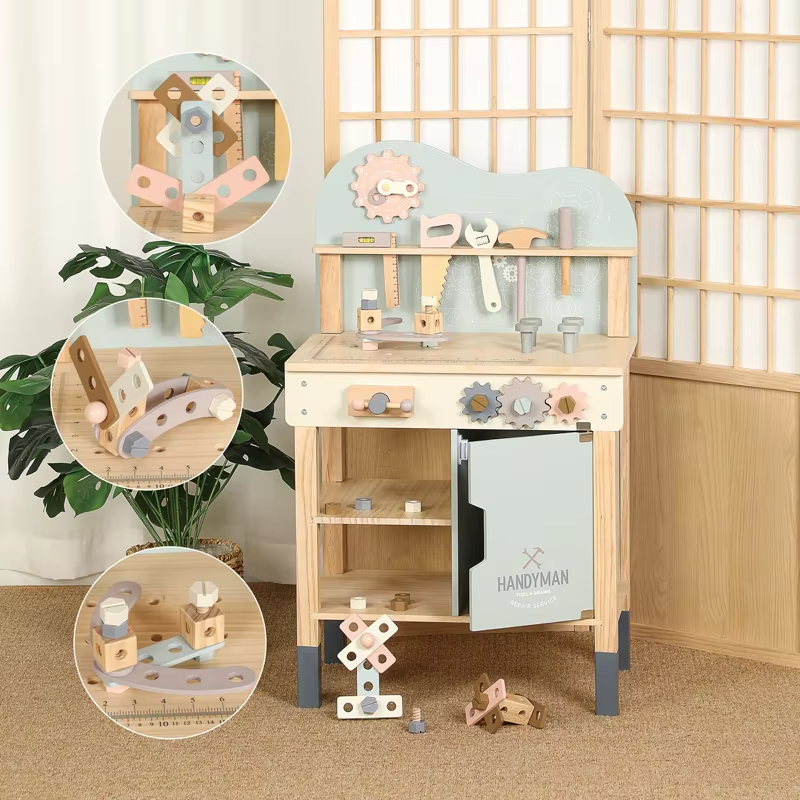 Wholesale Kids Wooden Tool Set Pretend Play Construction Toy for Boys Girls