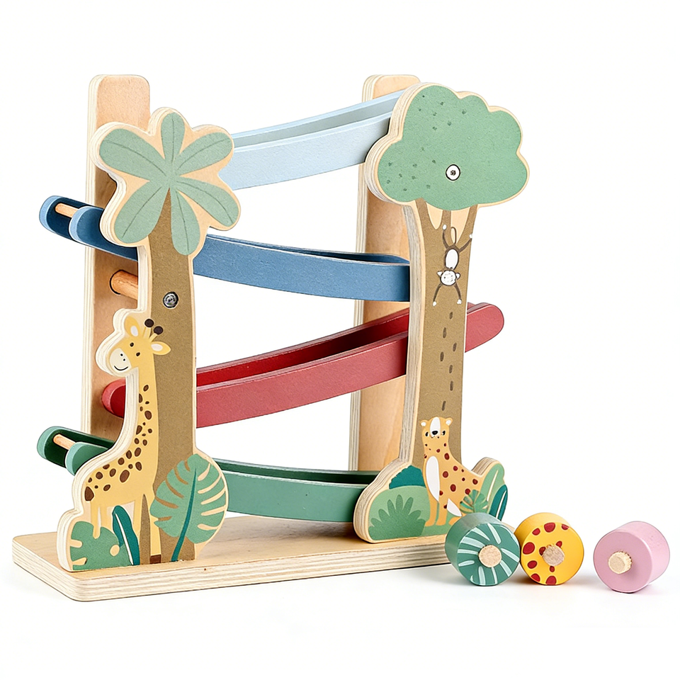 Wholesale Wooden Car Ramp Toy Baby Early Learning Racing Track Set