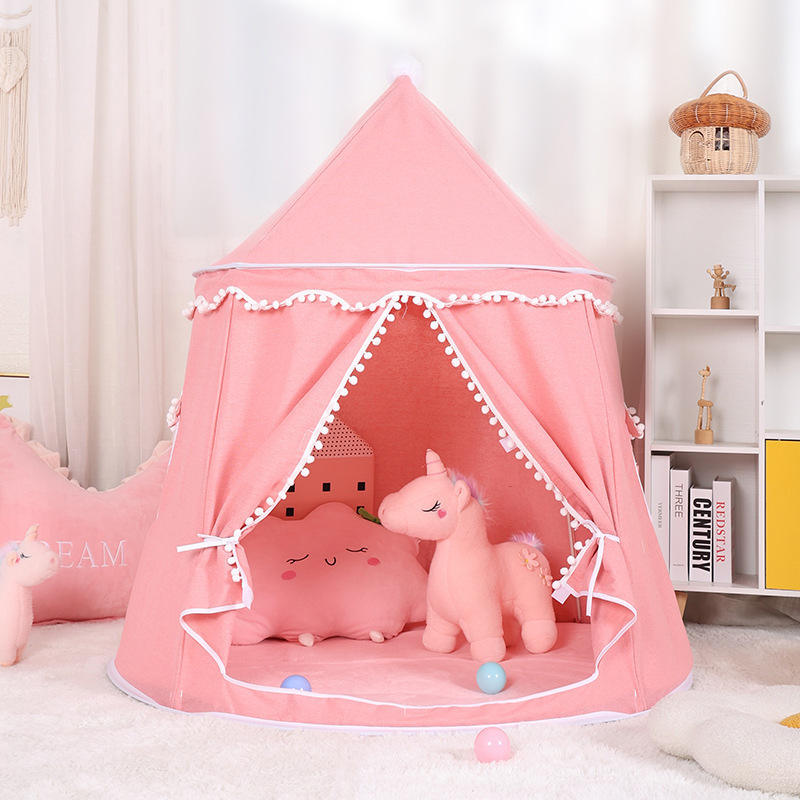 Cotton Fabric Foldable Kids Tent Playhouse for 5-7 Years Old Children Indoor Use