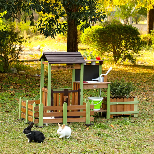 Wholesale Montessori Wooden Outdoor Farm Play Set Mud Kitchen Garden Pretend Toy