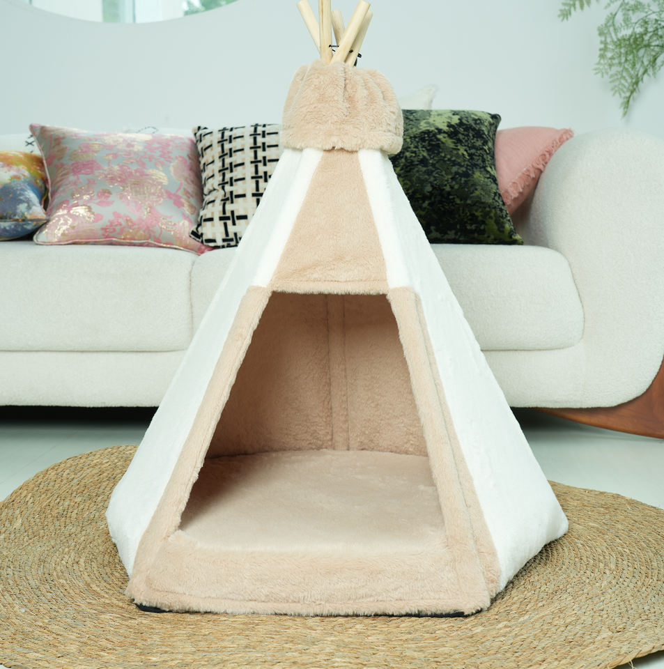 High Quality Semi-enclosed Teepee Pet Tent cat and Dog House Washed ,comfortable and Portable ,indoors &outdoors