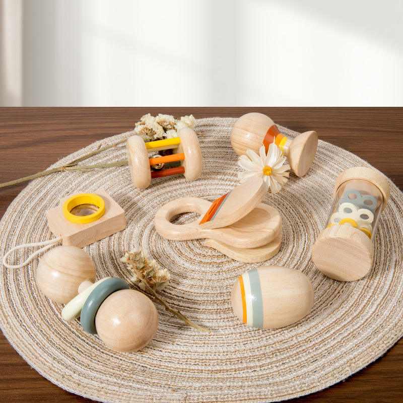 Wholesale Wooden Musical Rattle Toy Set Montessori Baby Instrument Gift