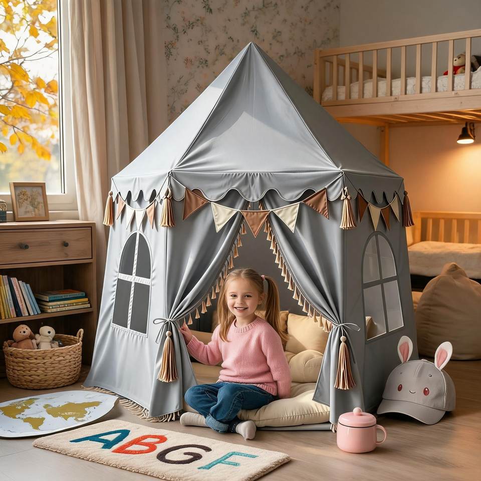 Princess Castle Kids Play Tent for Toddlers Children Soft Foldable Polyester Fabric Indoor Playhouse Soft Toy