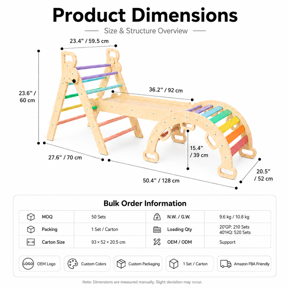 8-in-1 Wooden Pikler Triangle Climbing Set Toddler Toys Indoor Baby Jungle Gym Montessori Climber Playground for Kids