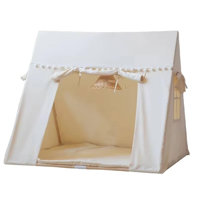 High Quality Single-Layer Baby Toy Tent for Playroom Toddler Indoor Cotton Canvas Tent with Fiberglass Pole Factory Direct