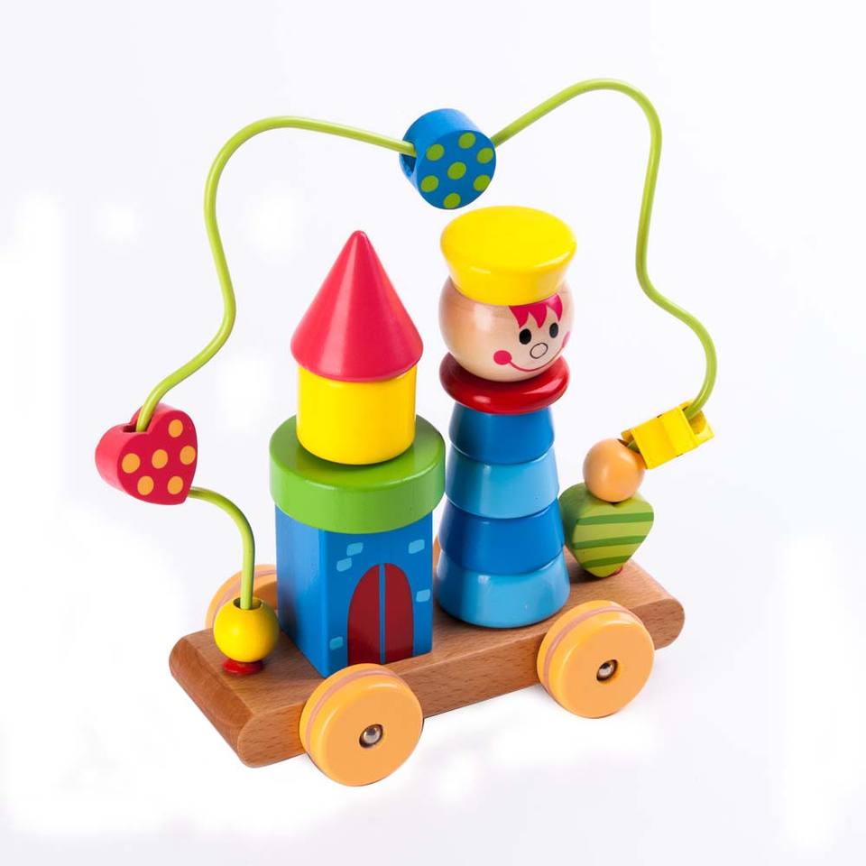 Wholesale Wooden Colorful Roller Coaster Bead Maze Toy Baby Activity Stacker