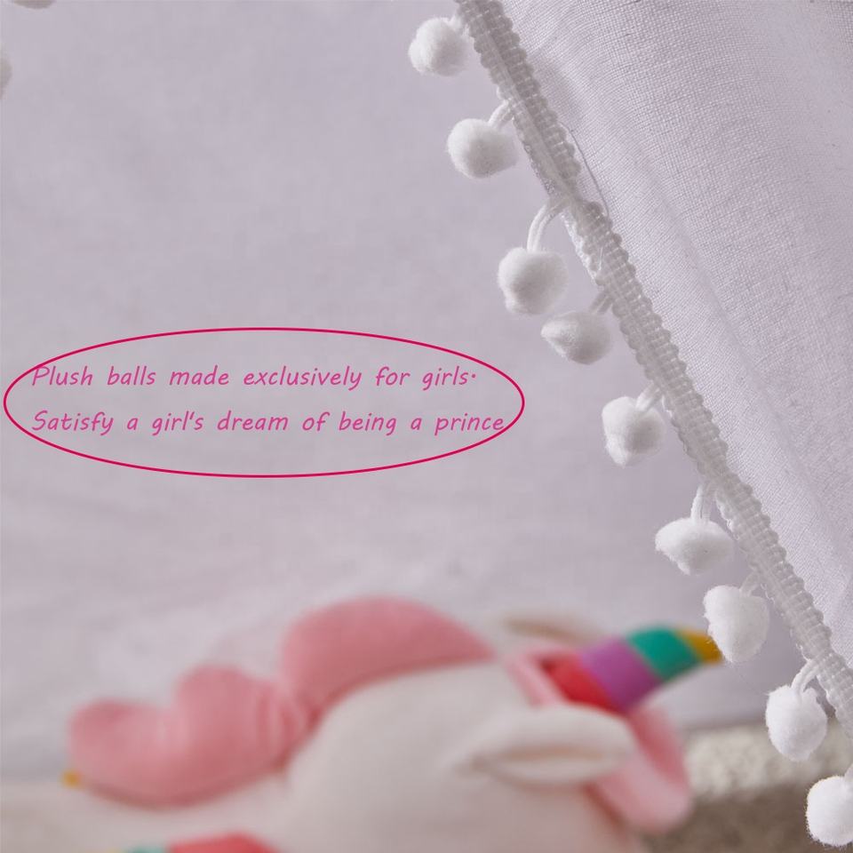 100% Natural Cotton Beach Garden Child Tent White Hair Ball Children's Play Camping Teepee Tent Kids Tent for Children Toy