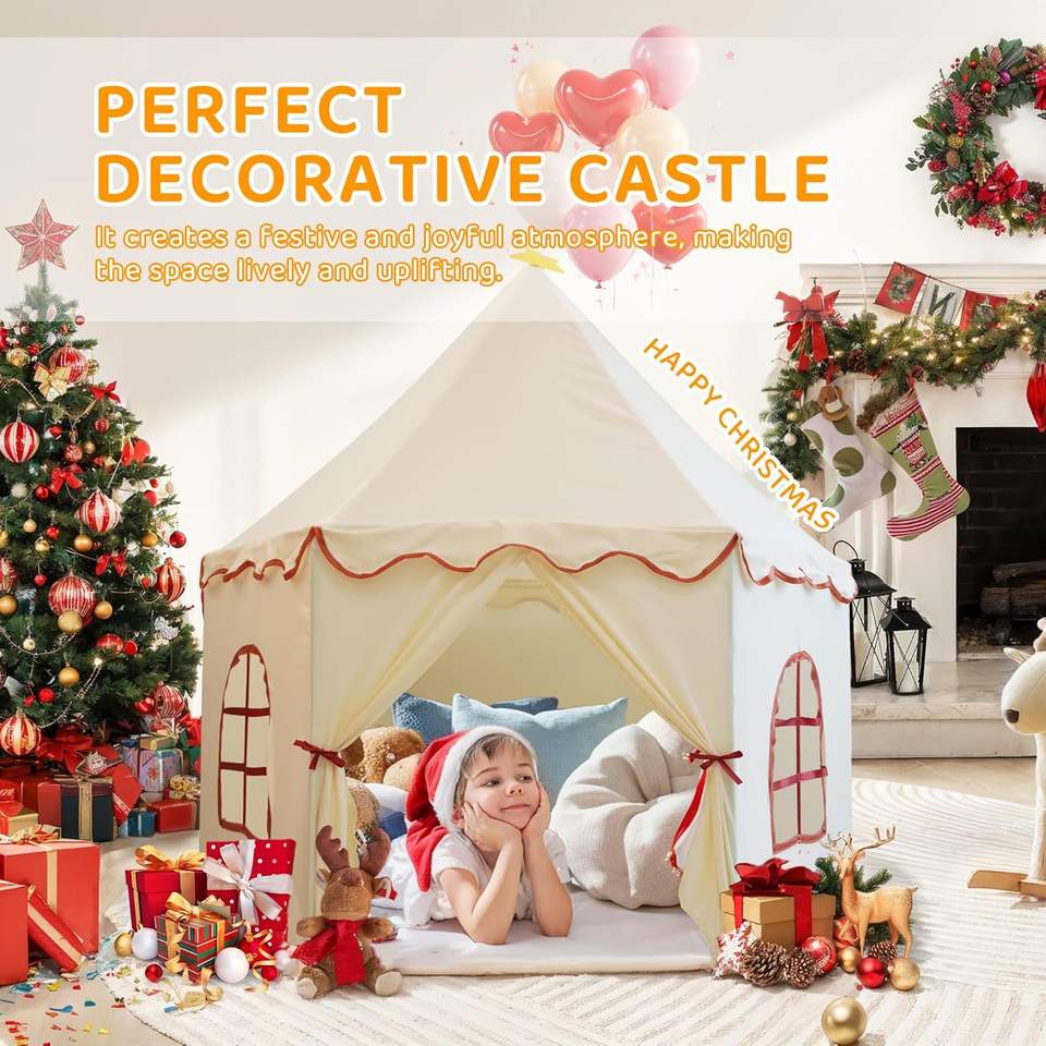 Wholesale Beige Cotton Fabric Toddler Tent Children Indoor Playhouse
