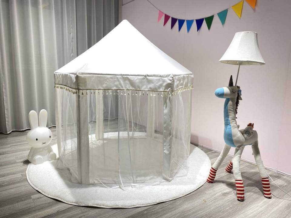 Children's Tent Princess Castle Hexagonal Tassel Simple White Girl Play House Tent