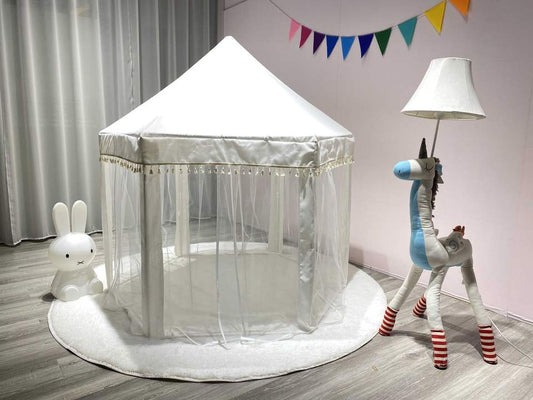 Children's Tent Princess Castle Hexagonal Tassel Simple White Girl Play House Tent