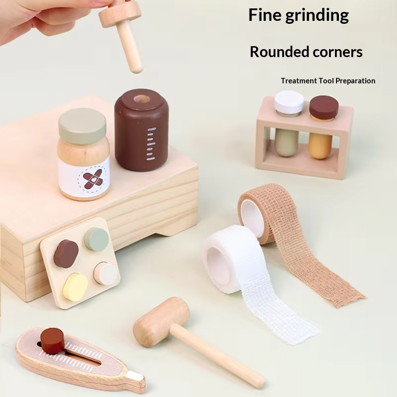 Wholesale Montessori Wooden Doctor Dentist Pretend Play Set Kids Medicine Box Toy