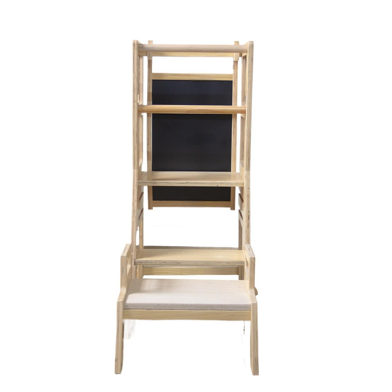 Customizable Height-adjustable Wooden Kids Learning Tower Foldable Non-slip Kitchen Step Stool Tilt Protection For Bedroom