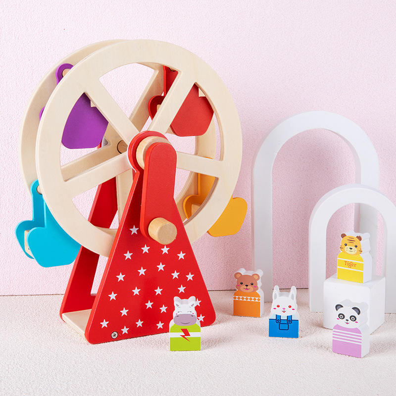 Wholesale Wooden Hand Cranked Ferris Wheel Toy Montessori Spinning Game