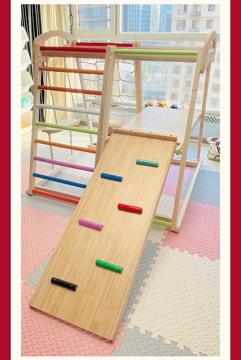 Indoor Play Structure For Toddlers Hand & Foot Exercise Wooden Toy Climbing Frame For Active Play & Learning
