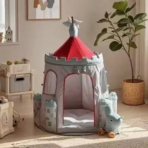 Kids Sports Castle Play Tent Foldable Soft Comfortable Indoor Princess Bed Made of Polyester