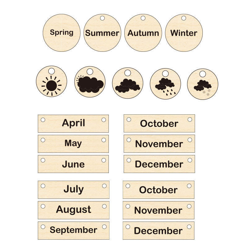 Wholesale Wooden Toddler Calendar Toy Montessori Time Learning Board