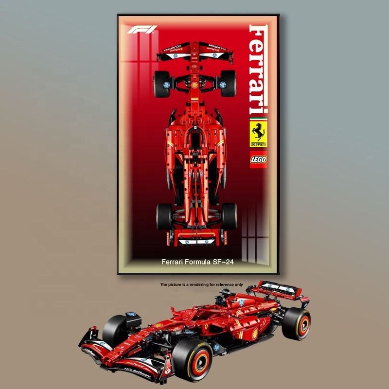 For 42206 Red Bull RB20 for 42207F1 Metal Building Block Wall Photo Frame Background Display Board for Building Block Display