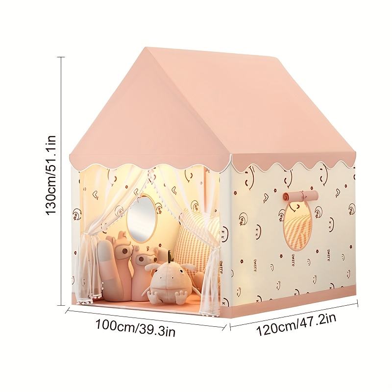 Pink Joyful Face Kids Playhouse Tent Fun Foldable Indoor Toy House for Toddlers and Children