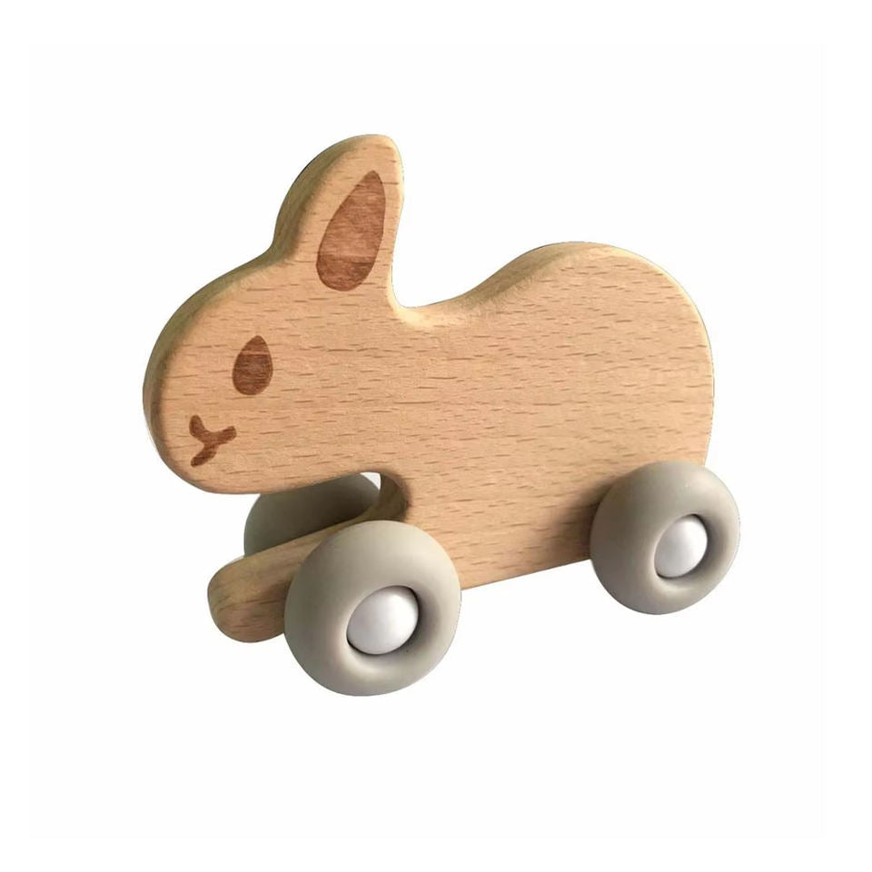 Wholesale Montessori Wooden Animal Car Toy Baby Push Vehicle Educational Grasping Toy