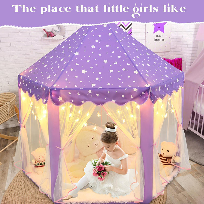 Purple Princess Tent Kids Play Tent Children Toddlers Indoor Games Castle Playhouse Tent