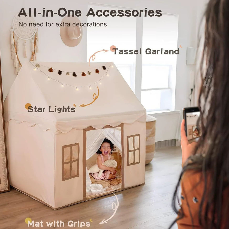 Polyester Inflatable Large Foldable Soft Indoor Children's Play Tent House with Windows for Kids