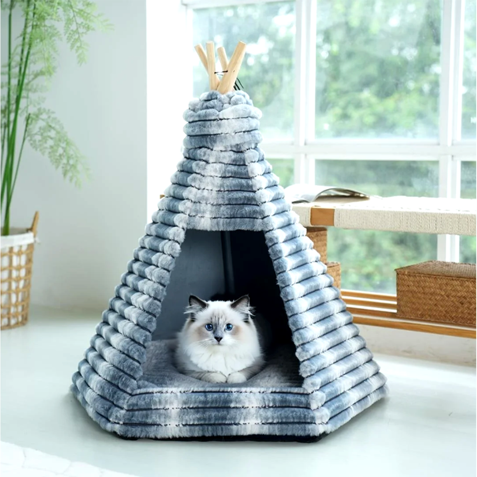High Quality Semi-enclosed Teepee Pet Tent cat and Dog House Washed ,comfortable and Portable ,indoors &outdoors