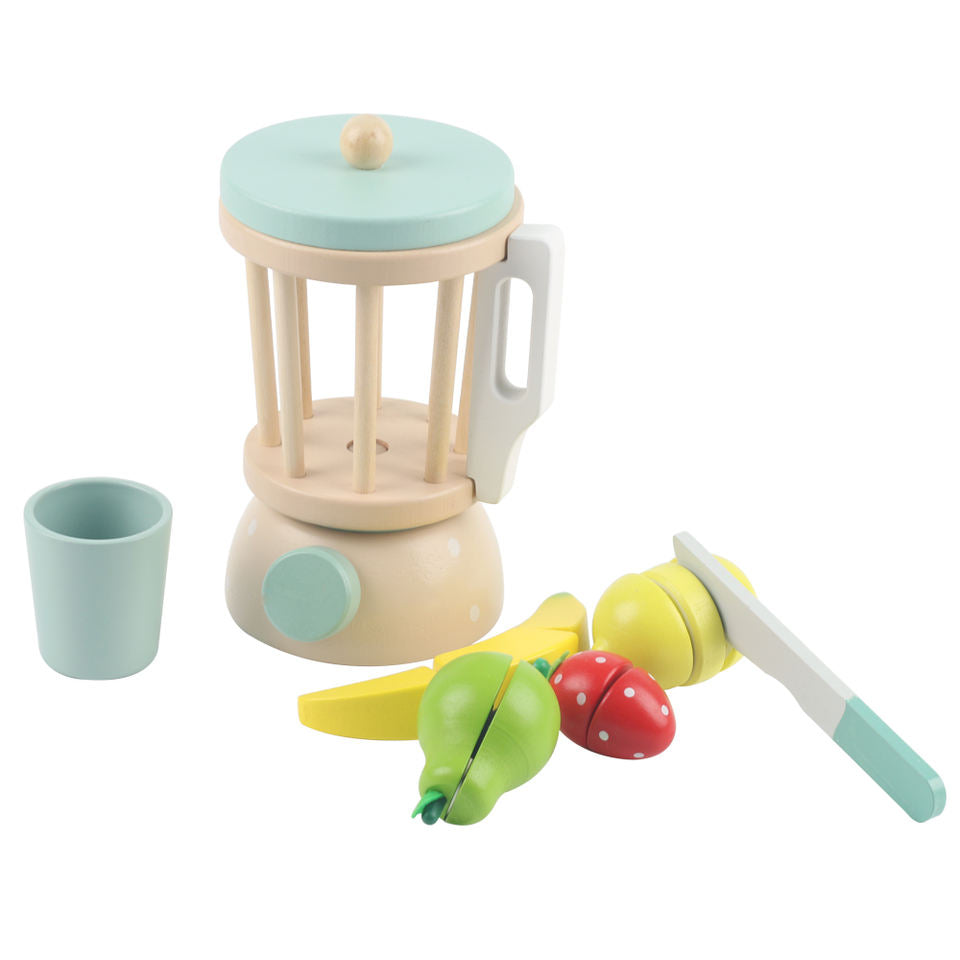 Wholesale Wooden Juicer Pretend Play Kitchen Toy Fruit Cutting Set
