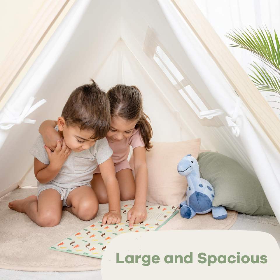 Kids Soft Play Tent 100% Breathable Cotton Wood Canvas Spacious Stylish Toy Tents for Indoor Use