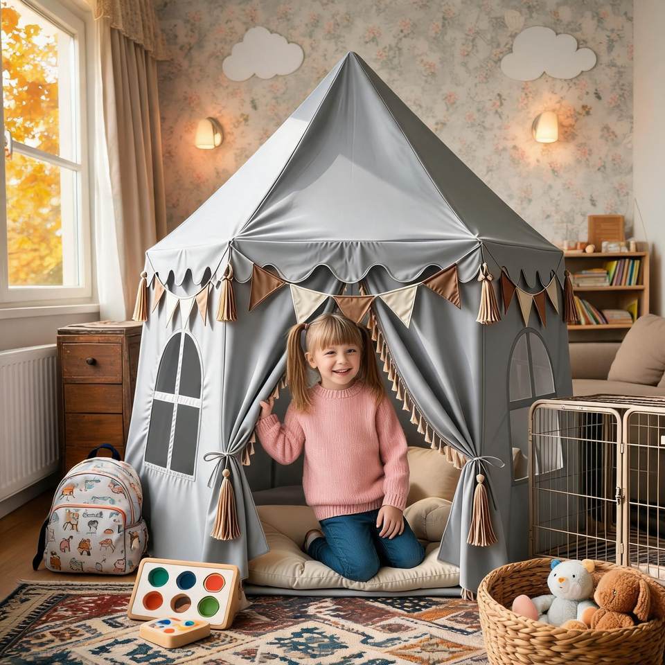 Princess Castle Kids Play Tent for Toddlers Children Soft Foldable Polyester Fabric Indoor Playhouse Soft Toy
