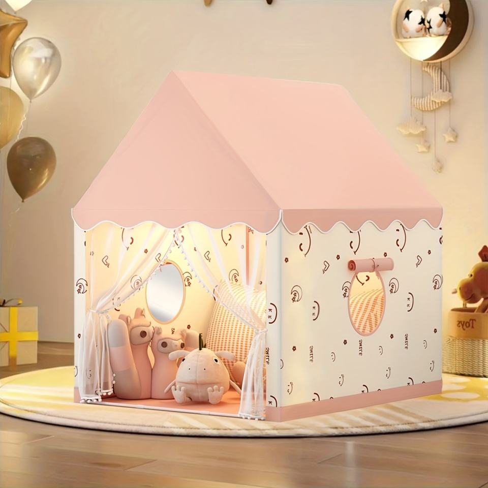 Pink Joyful Face Kids Playhouse Tent Fun Foldable Indoor Toy House for Toddlers and Children