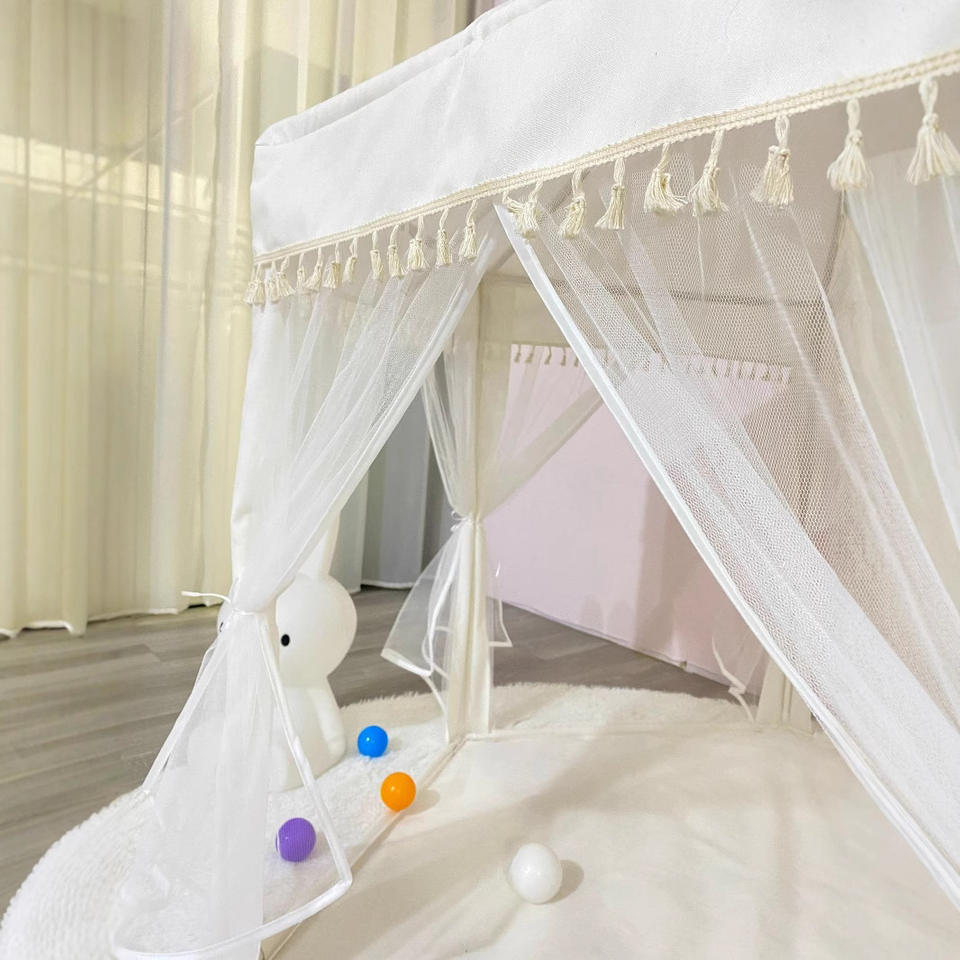 Children's Tent Princess Castle Hexagonal Tassel Simple White Girl Play House Tent