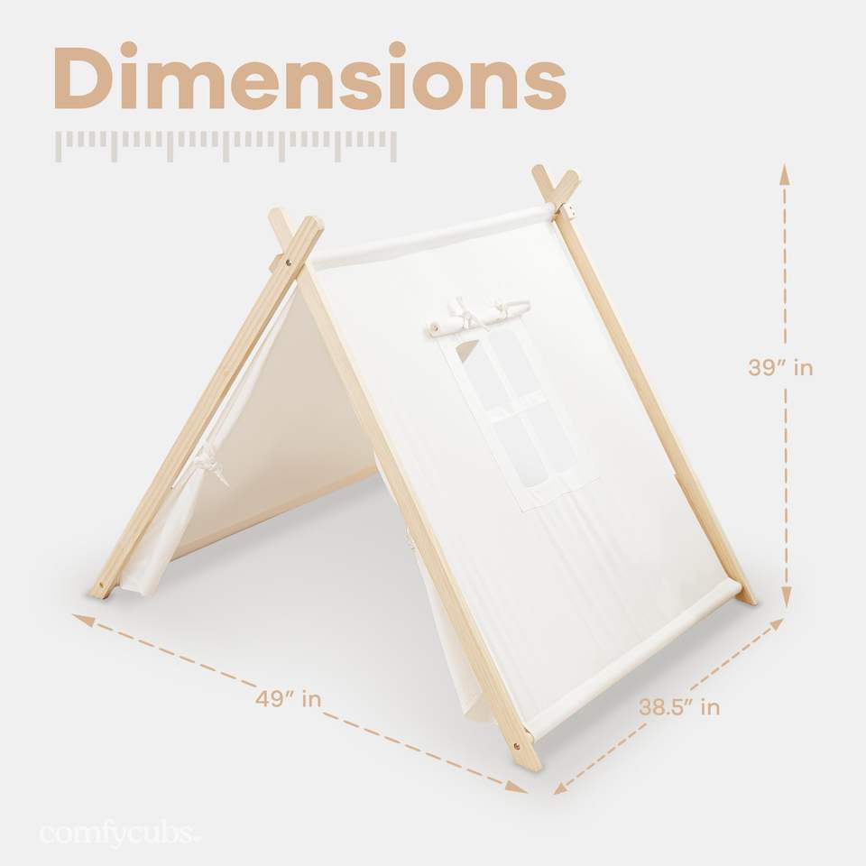 Kids Soft Play Tent 100% Breathable Cotton Wood Canvas Spacious Stylish Toy Tents for Indoor Use