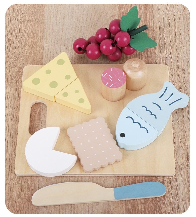 Wooden Cooking Kitchen Toy Set for Kids-Pretend Play Food Hamburger Toys Preschool Toy Kids Gifts