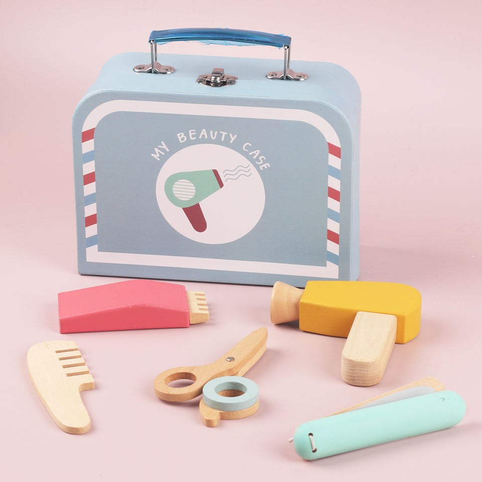 Wholesale Wooden Kids Barber Play Set Pretend Hair Salon Role Play Toy