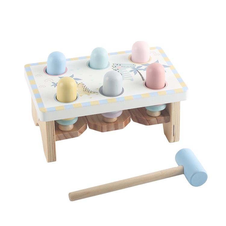 Wholesale Cartoon Animal Wooden Pounding Bench Hammer Toy Preschool Learning Game
