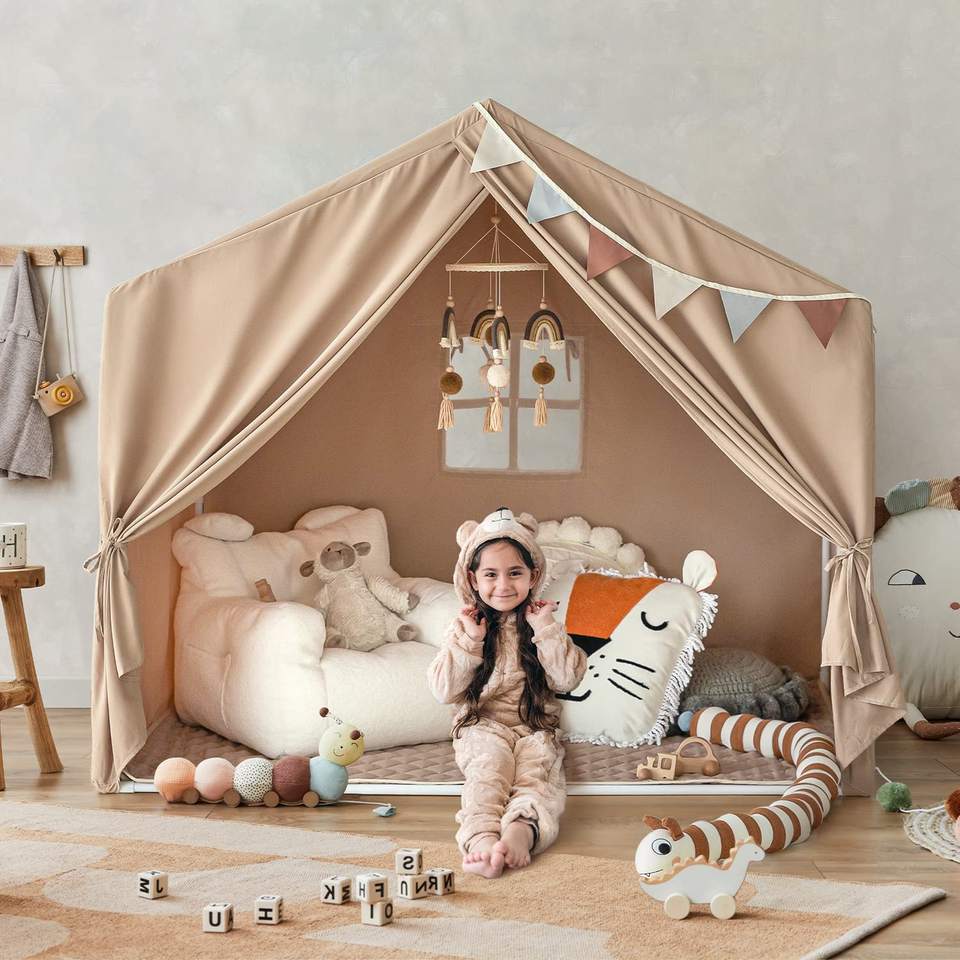 Wholesale Large Kids Play Tent with Padded Mat and String Lights