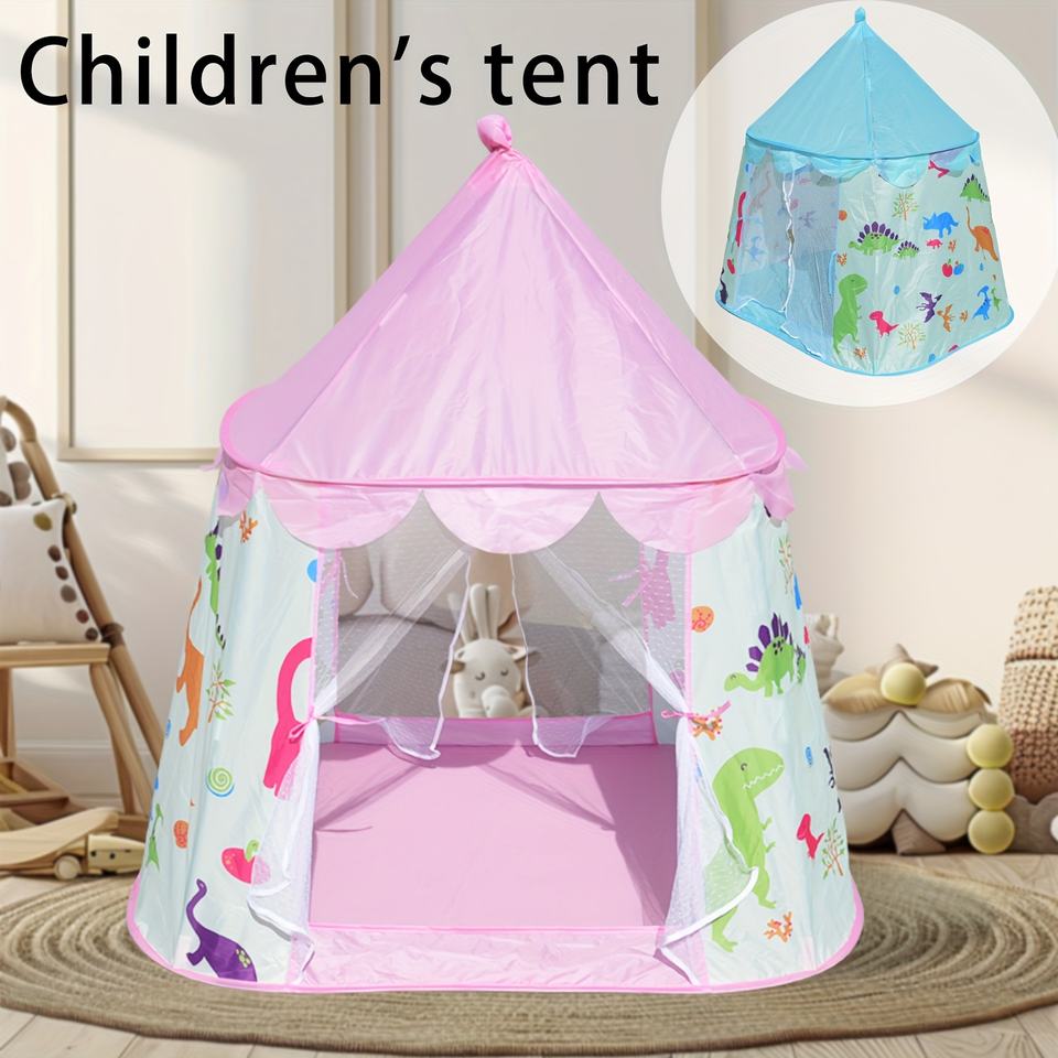 Portable Cartoon Dinosaur Kids Tent House Indoor Foldable Playhouse for Boys Girls Birthday Gift