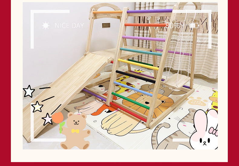 Indoor Play Structure For Toddlers Hand & Foot Exercise Wooden Toy Climbing Frame For Active Play & Learning