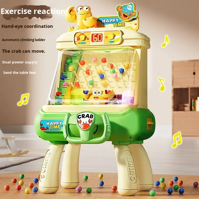 Bechotoy Montessori Cognition Crab Educational Plastic Catching Ball Machine Toys for Kids