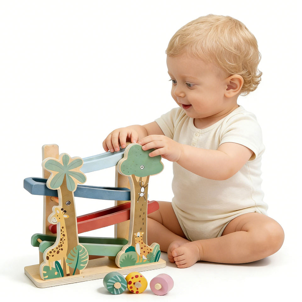 Wholesale Wooden Car Ramp Toy Baby Early Learning Racing Track Set