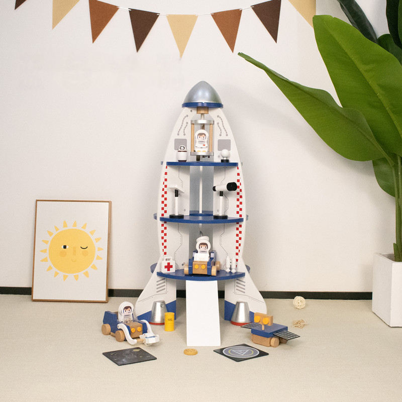 Wholesale Wooden Rocket Launcher Toy Montessori Outdoor Toss Game for Kids