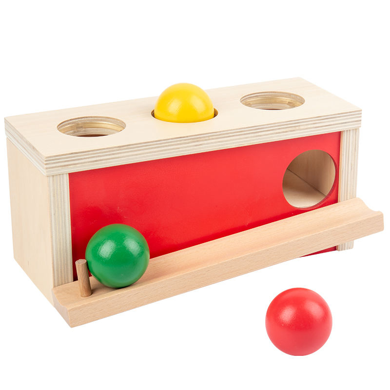 Wholesale Montessori Wooden Object Permanence Box Color Recognition Ball Drop Educational Toy for Toddlers