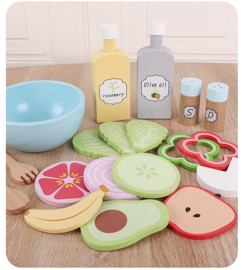 Wooden Cooking Kitchen Toy Set for Kids-Pretend Play Food Hamburger Toys Preschool Toy Kids Gifts
