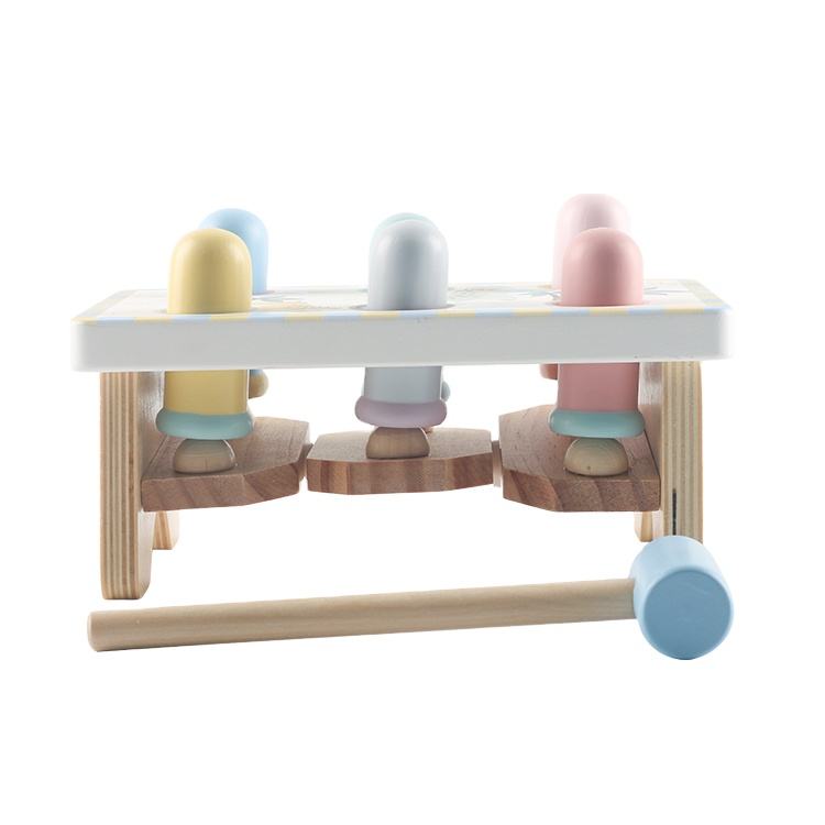 Wholesale Cartoon Animal Wooden Pounding Bench Hammer Toy Preschool Learning Game